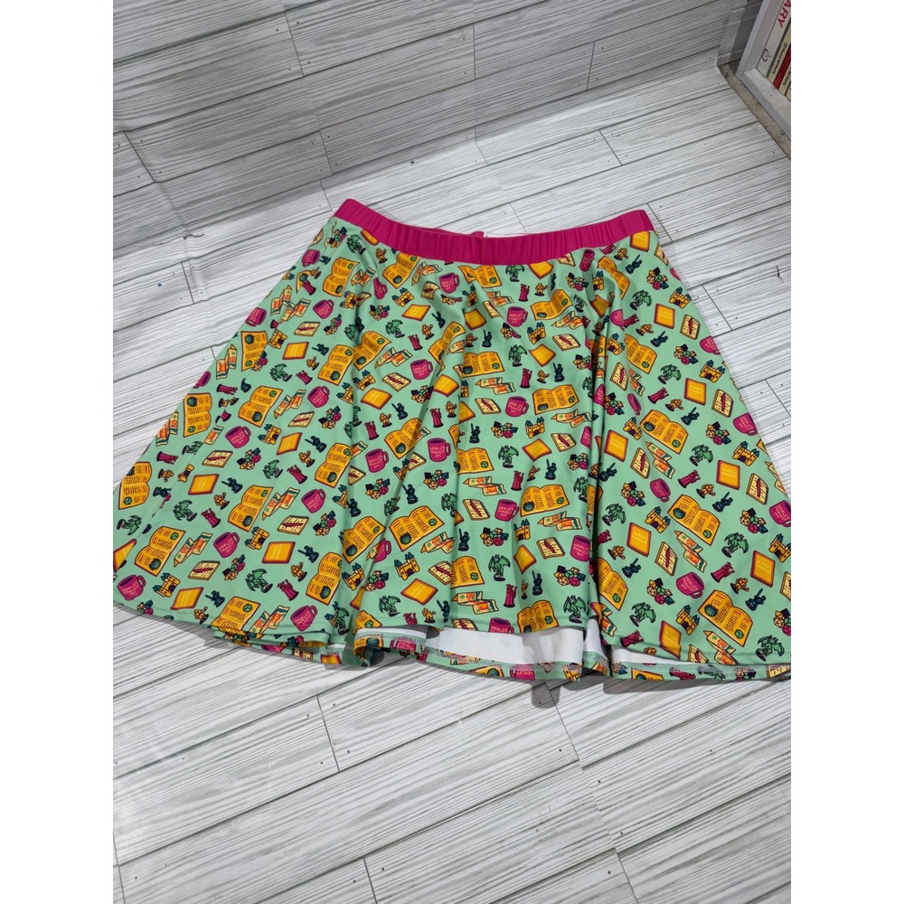 Paola's Pixels Dungeons & Dragons Skater Skirt Womens 2XL Mint Green D&D Dice DM